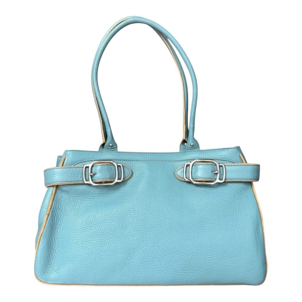 COLE HAAN teal blue textured leather purse, NWOT - Picture 1 of 16